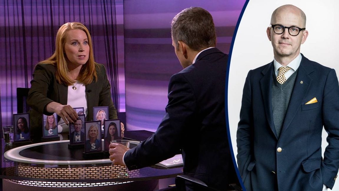 Centerpartiets Annie Lööf intervjuades i SVT:s 30 minuter på onsdagen. Foto: svtplay.se