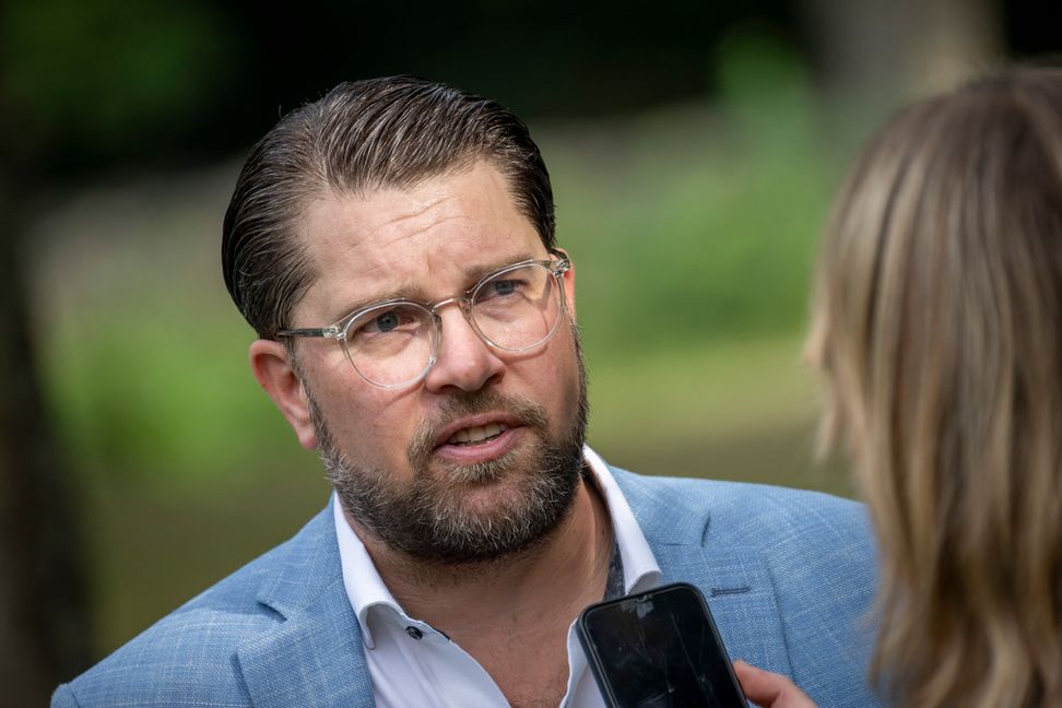 Sverigedemokraternas partiledare Jimmie Åkesson anser inte att kyrkan borde uttala sig kring konflikten mellan Israel och Palestina. Arkivbild.  Johan Nilsson/TT