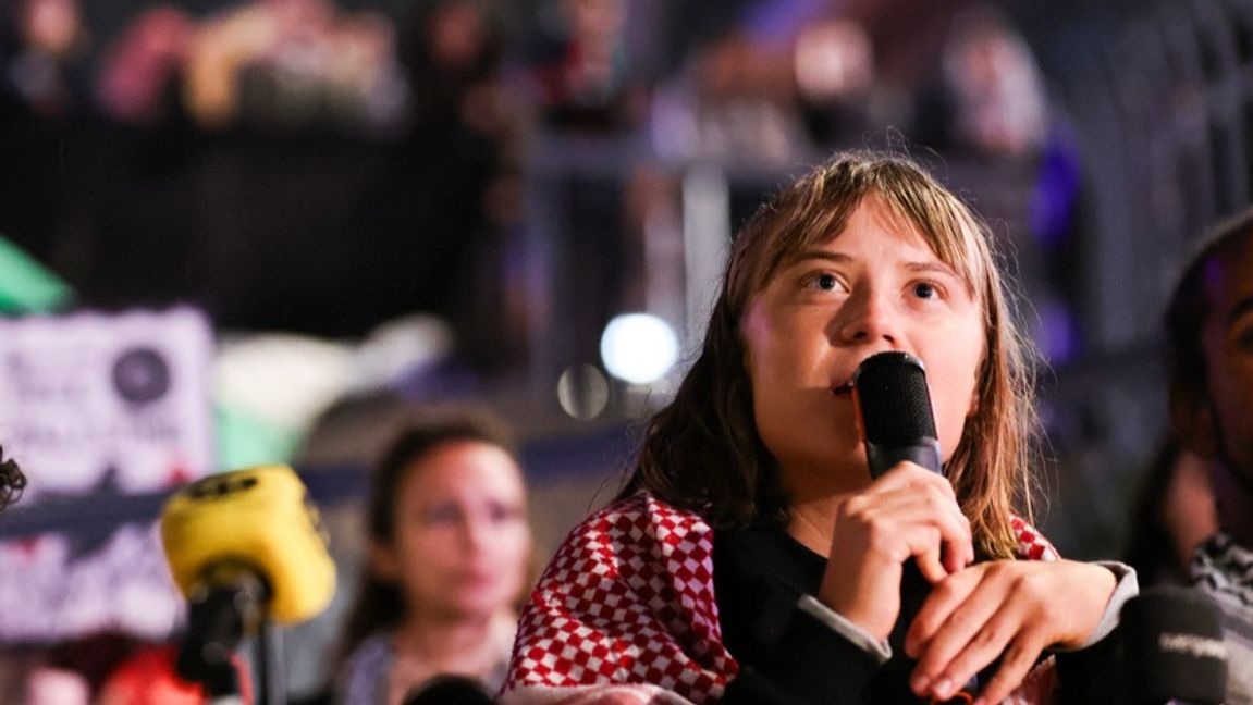 Greta Thunberg vid Sergels torg under tisdagen. Foto: Caisa Rasmussen/TT