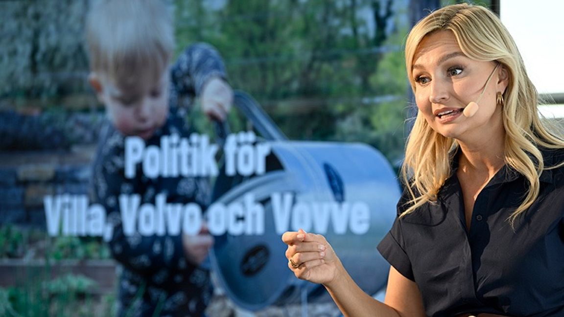 Ebba Busch vill se en politik för villa, Volvo och vovve. Foto: Henrik Montgomery/TT