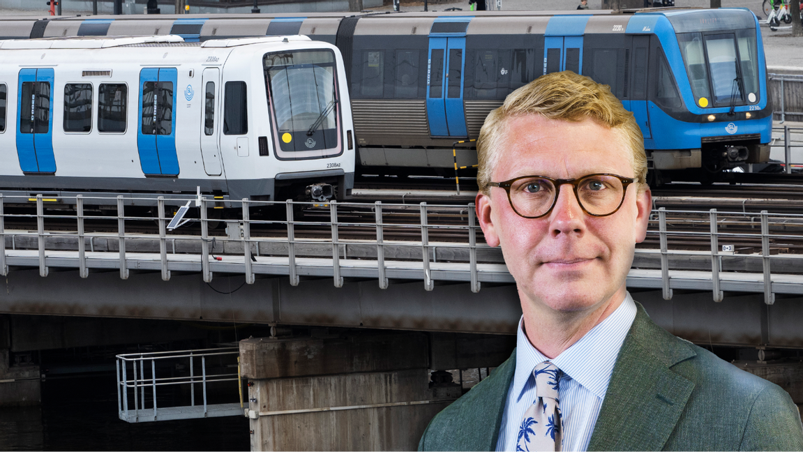 Kristoffer Tamsons (M), oppositionsregionråd i Region Stockholm, vill se självkörande tåg på den nya tunnelbanelinjen mellan Fridhemsplan och Älvsjö. Montage. Foto: Simon Rehnström/Fredrik Sandberg/SvD/TT