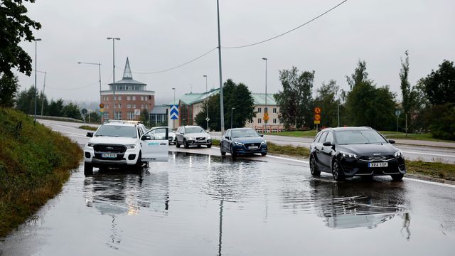 Härnösand drabbades av skyfall under helgen. Foto: Mats Andersson/TT