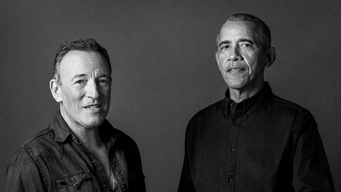 Rockartisten Bruce Springsteen och USA:s före detta president Barack Obama. Foto: Rob DeMartin/AP/TT