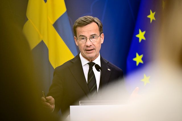 Ulf Kristersson beklagar Trumps tullbesked. Arkivbild. Magnus Lejhall/TT