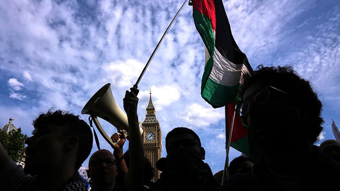 Bild från en annan Palestinademonstration i London den 6 september. Foto: Joanna Chan/AP/TT