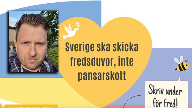 Andreas Sidkvist är ordförande för partiet MoD som vill se ett stopp för svenska vapen till Ukraina. Foto: Privat / Skärmavbild partiet MoD