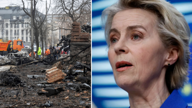 Förstörelse i Ukrainas huvudstad Kiev efter ryska robotattacker tidigt på fredagen. Foto: Efrem Lukatsky/Omar Havana/AP/TT