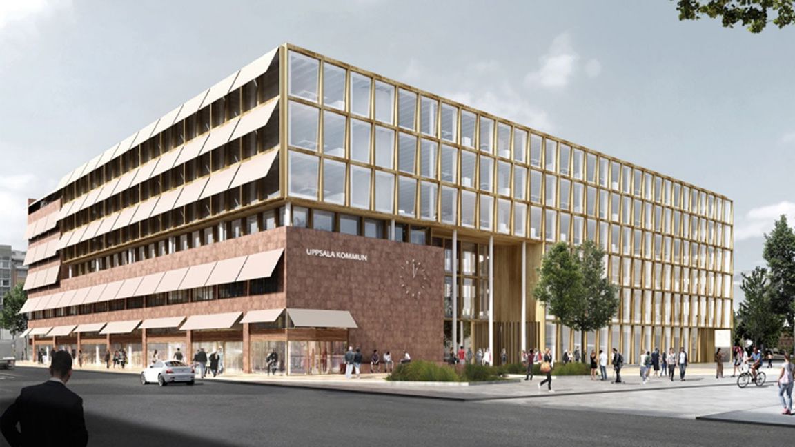 Stadshusinvigning i Uppsala skjuts på framtiden. Bild: Henning Larsen Architects.