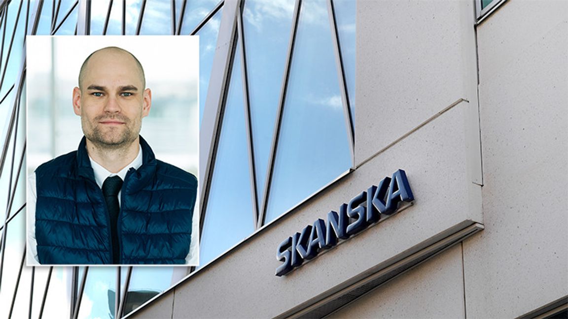 Skanskas presschef Jacob Birkeland. Foto: Skanska och Janerik Henriksson / TT