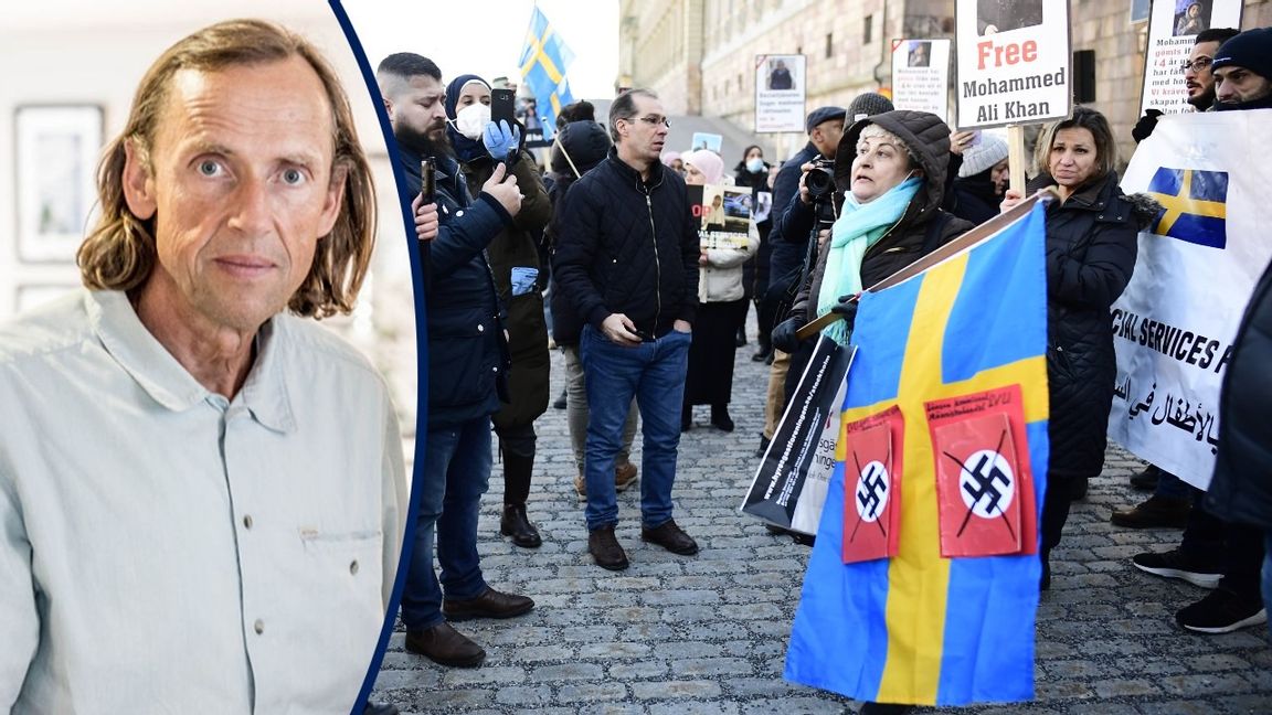 Demonstration på Mynttorget i Stockholm på måndagen mot ”socialtjänstens maktmissbruk”. Foto: Paul Wennerholm/TT 