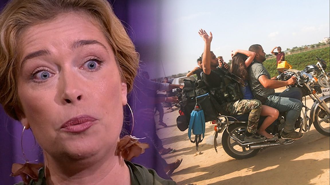 En ung flicka har tagits till fånga av Hamas och förs ut ur Israel. Hennes öde är okänt. Till vänster Annika Strandhäll (S). Foto: Hatem Ali/TT/SVT