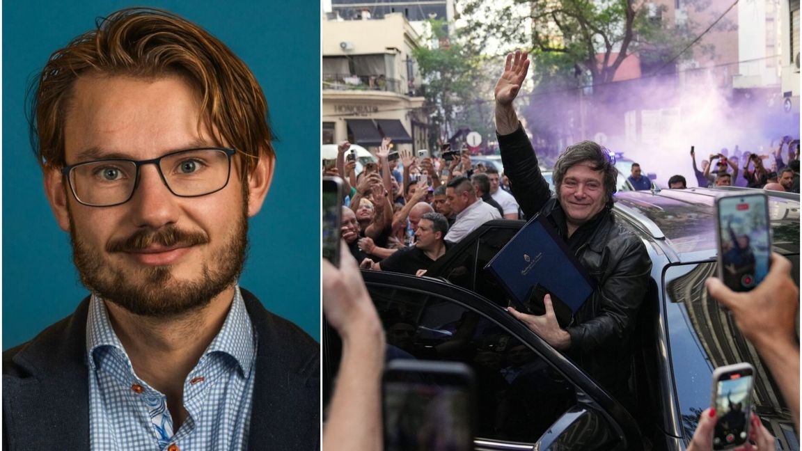 Rutger Brattström säger att Javier Milei varit underskattad i alla opinionsmätningar. Foto: Timbro/Rodrigo Abd/AP/TT