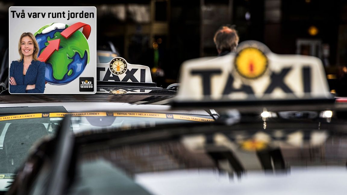 Två varv runt jorden, enligt Taxi Stockholm, så långt kommer du på Strandhälls taxinotor. Foto: Lars Pehrson/SvD/TT och Reklamprofessors/Twitter