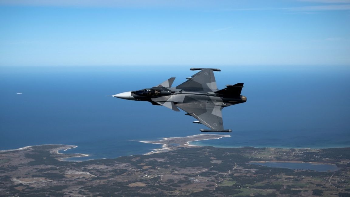 JAS 39 Gripen kommer att flyga över Sydsverige de närmsta tio dagarna. Foto: Henrik Montgomery/TT 