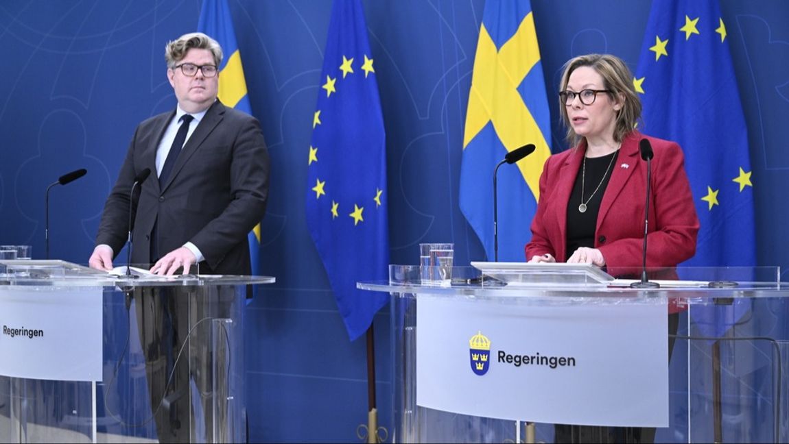 Justitieminister Gunnar Strömmer (M) och migrationsminister Maria Malmer Stenergard (M) vill att EU skärper arbetet mot säkerhetshot. Foto: JESSICA GOW/TT