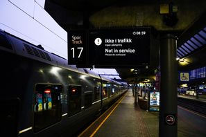 "Ikke i trafikk" står det för alla tåg i Norge just nu. Beate Oma Dahle/NTB/TT