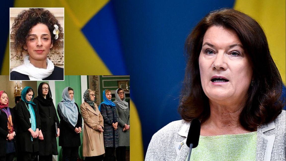 Masih Alinejad, till vänster, kritiserade utrikesminister Ann Linde (S) på ett seminarium i riksdagen. Foto: Public Domain/IRNA/Marko Säävälä TT