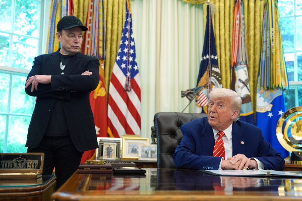 President Donald Trump och Elon Musk i ovala rummet 30 maj. Evan Vucci/AP/TT