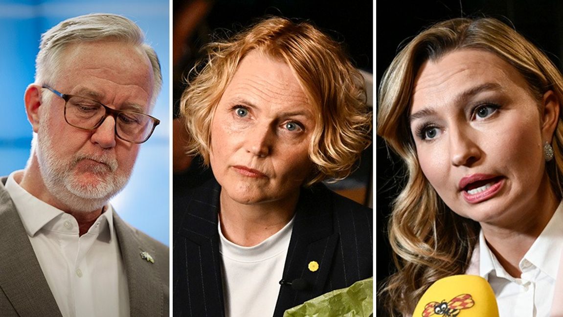 Johan Pehrson (L), Anna-Karin Hatt (C) och Ebba Busch (KD). Foto: Anders Wiklund/Pontus Lundahl/TT