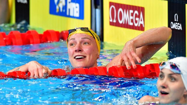 Sarah Sjöström under sim-VM i Abu Dhabi 2021. Foto: Jonas Ekströmer/TT