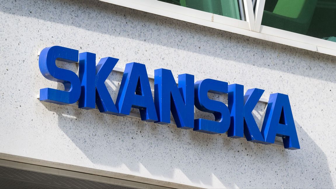 Skylt till Skanskas byggnad i Stockholm. Foto: Claudio Bresciani/TT