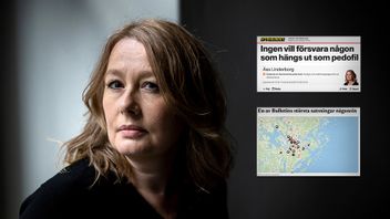 Åsa Linderborg rasar mot Bulletins brottskarta. Bild: Christine Olsson/TT/Faksimil aftonbladet.se, bulletin.nu