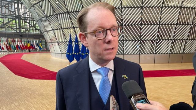 Utrikesminister Tobias Billström (M) på väg in till ett EU-möte i Bryssel i måndags. Arkivfoto. Foto: Wiktor Nummelin/TT