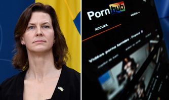 Jämställdhetsminister Nina Larsson (L) vill se tekniska spärrar på porrsajter som Pornhub för att skydda barn från att exponeras för grafiskt material i tidig ålder. Foto: Lars Schröder/Jonas Ekströmer/TT