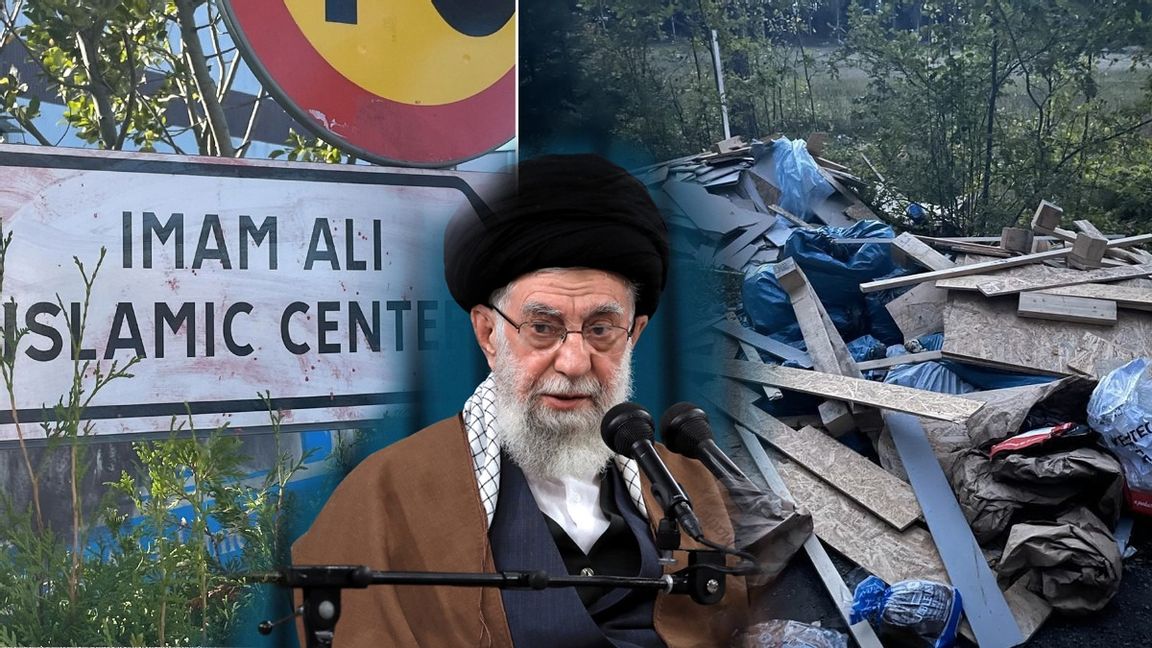 Två stora högar med byggavfall har dumpats i Görvälns naturreservat. Imam Ali Islamic Center kontrolleras enligt flera olika experter från Iran och dess högste ledare ayatollah Khamenei. Foto: Isabelle Eriksson/AP