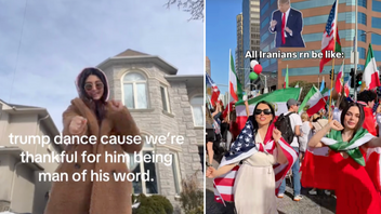 Runt om i världen firas den iranska ledarens död. Foto: Skärmavbild via TikTok