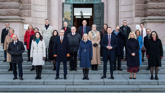 Magdalena Andersson och hennes regering som nu fått avgångsvederlaget bekräftat. Foto: Stina Stjernkvist/SvD/TT
