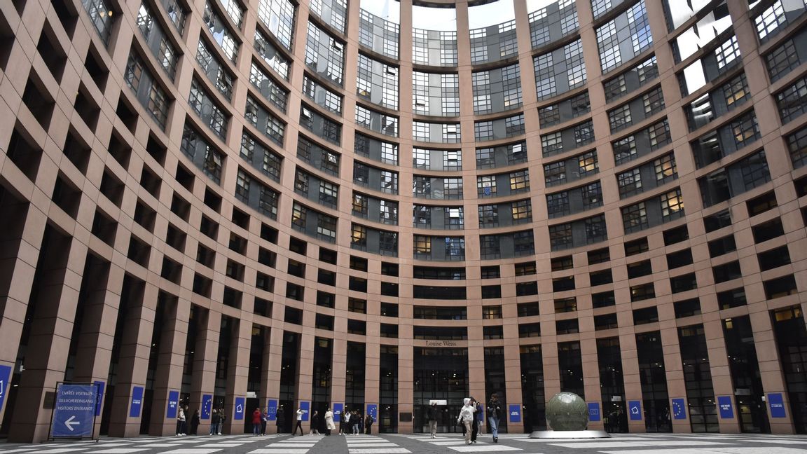 EU-parlamentets runda innergård i Strasbourg. Foto: Wiktor Nummelin / TT /