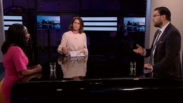 Nyamko Sabuni (L) och Jimmie Åkesson (SD) i debatt i SVT Agenda. Foto: svtplay.