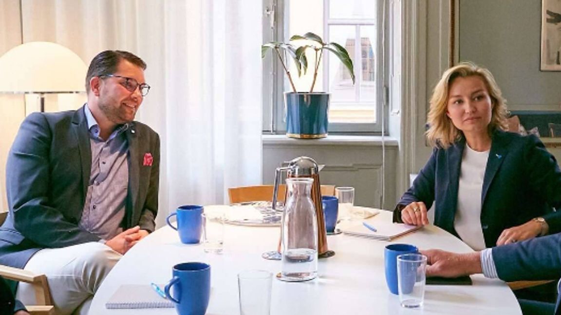 Möte mellan Sverigedemokraternas Jimmie Åkesson och Kristdemokraternas Ebba Busch. Foto: KD.