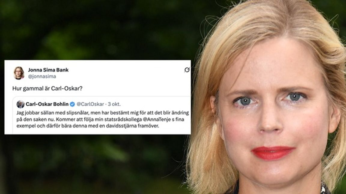 Aftonbladets ledarskribent Jonna Sima Bank kommenterar ett inlägg från civilförsvarsminister Carl-Oskar Bohlin och möter kritik. Foto: Fredrik Sandberg/TT/X