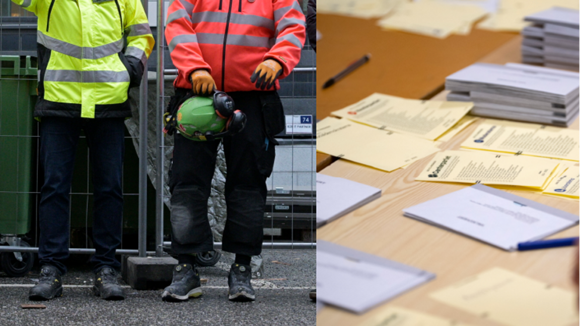 Det står nästan jämt mellan S och SD bland Byggnads fackmedlemmar. Foto: Anders Wiklund/Johan Nilsson/TT