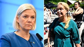 Magdalena Andersson och S-kvinnors ordförande Annika Strandhäll. Bild: Jessica Gow/TT/Christine Olsson/TT 