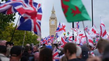 Från Lördagens demonstration i London Foto: Joanna Chan/AP/TT