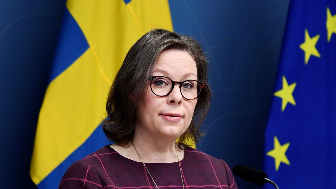 Migrationsminister Maria Malmer Stenergard (M) är kritisk till EU-förslaget om tvingande fördelning av asylsökande. Foto: Lars Schröder/TT 