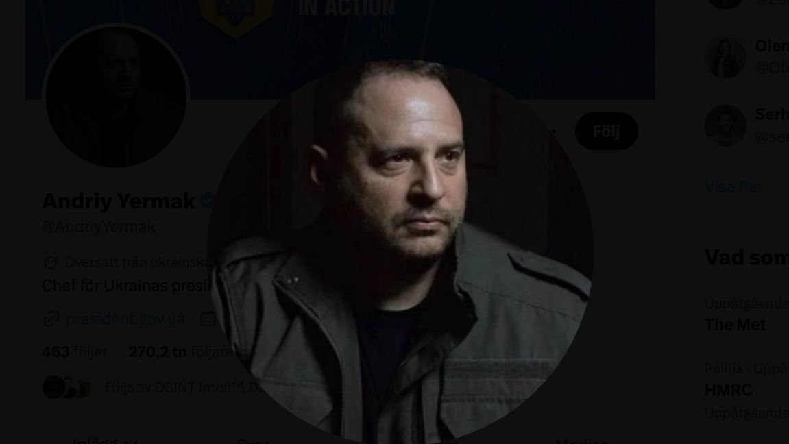 Andriy Jermaks porträtt på hans X-konto