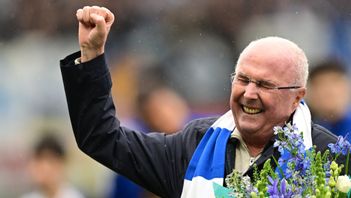 Sven-Göran Svennis Eriksson hyllades i samband med den allsvenska matchen mellan IFK Göteborg och IFK Norrköping i april. Arkivbild. Foto: Björn Larsson Rosvall/TT