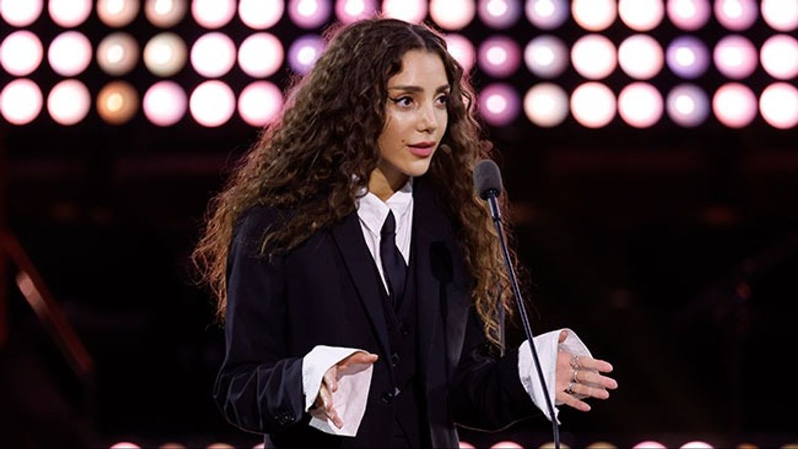 Gina Dirawi på Kristallengalan 2023 på Cirkus i Stockholm. Foto: Christine Olsson / TT