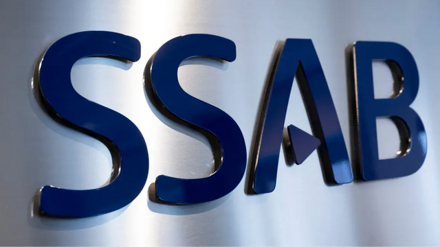 SSAB:s logotyp. Foto: Henrik Montgomery/TT