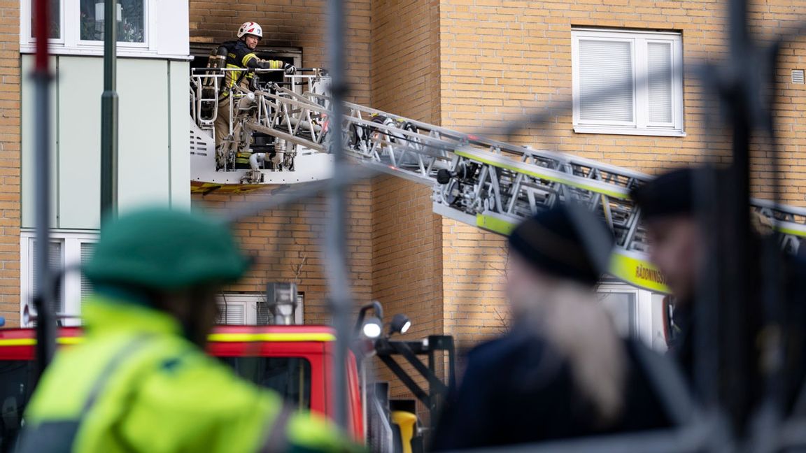 Räddningstjänsten på plats i Limhamn. Foto: Johan Nilsson/TT