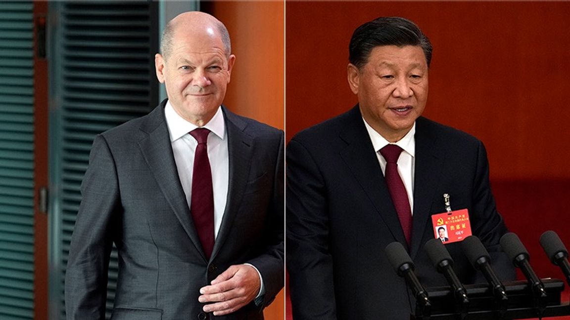 Den tyska förbundskanslern Olaf Scholz ska resa till Kina. Foto: Michael Sohn/AP/TT / Mark Schiefelbein/AP/TT