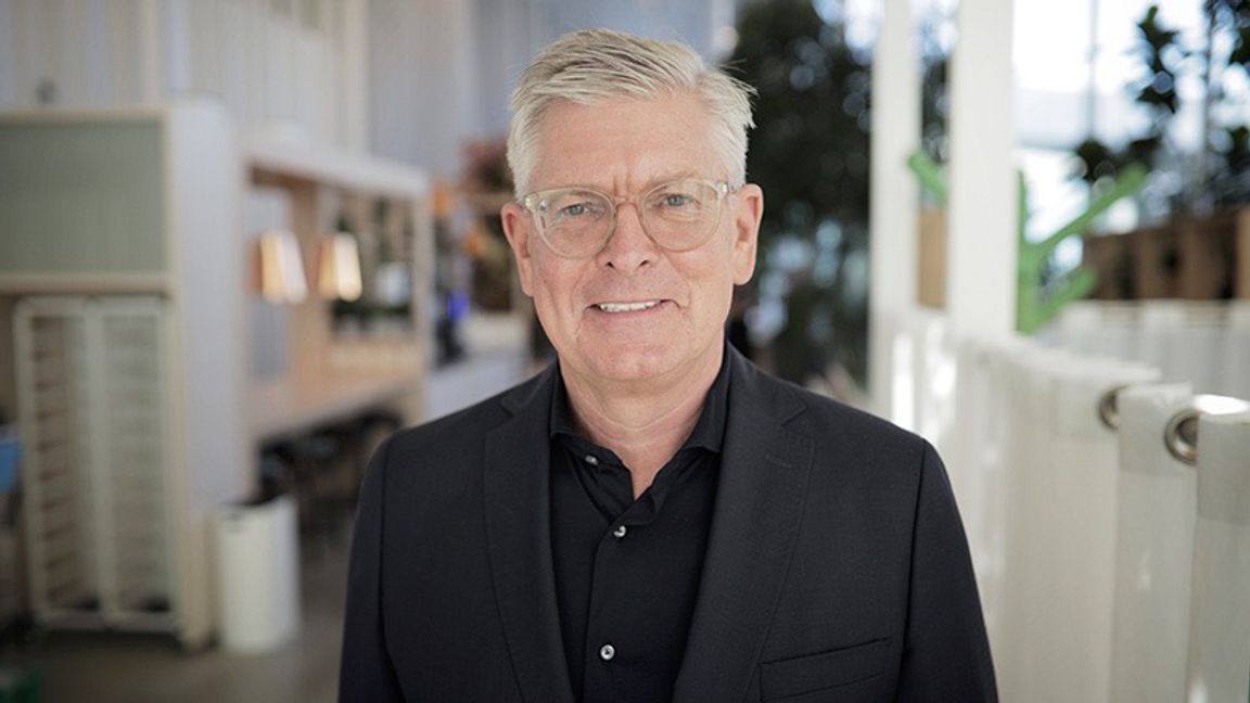 Ericssons vd Börje Ekholm presenterar företagets delårsrapport. Foto: Andreas Sjölin /TT