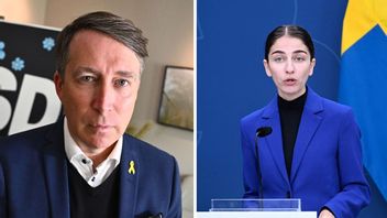 T.v Richard Jomshof (SD). T.h Romina Pourmokhtari (L). Foto: Claudio Bresciani/TT/Fredrik Sandberg/TT.