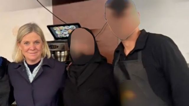 Magdalena Andersson fotograferad tillsammans med två personer tidigare dömda för grovt narkotikabrott. Foto: Skärmdump från sociala medier. Först rapporterat av UNT.