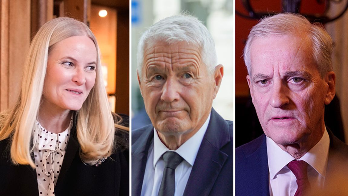 Kronprinsessan Mette-Marit, tidigare statsminister Thorbjørn Jagland och nuvarande statsminister Jonas Gahr Støre. Foto: J