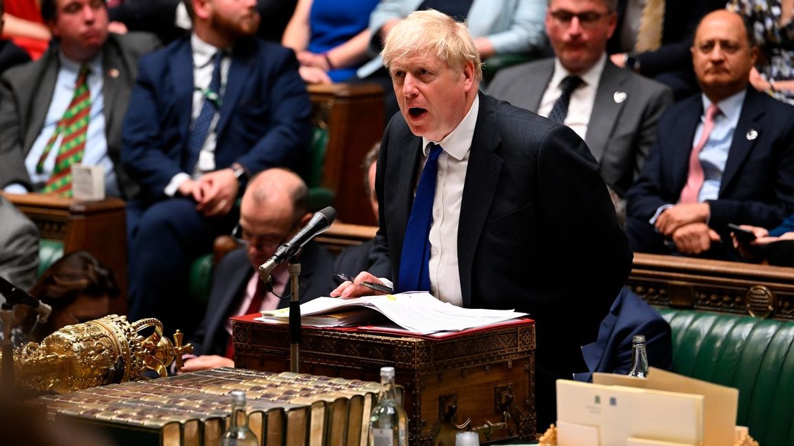 Premiärminister Boris Johnson vid onsdagens frågestund. Foto: Jessica Taylor/AP/TT 